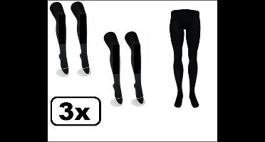 3x Pieten maillot met gulp zwart
