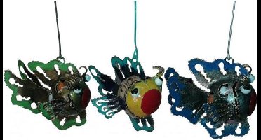 Set van 3 metalen decoratie vissen