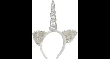 Vegaoo - Zilverkleurige eenhoorn haarband voor volwassenen