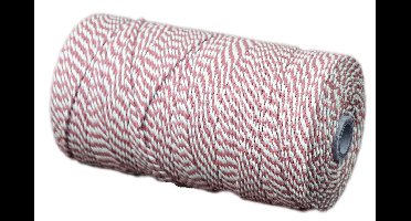 Katoenkoord - Rood/Wit - Touw - spoel 500gr - dikte 3mm - lengte 150 mtr (Nr.64)