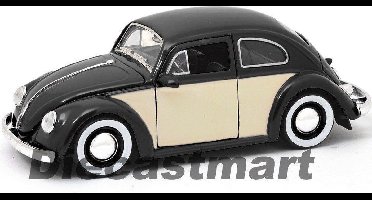 Volkswagen Beetle 1959 Bug 2 Tone Zwart / Beige 1/24 Scale Jada Toys Die Cast