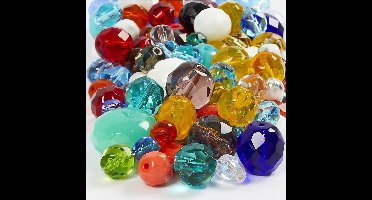 Facet Glaskralen Mix - Sieraden Kralen - Diverse Kleuren - Glasparels Hobby - 400gr - 3-15mm