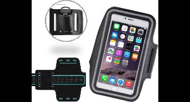 Hardloop Telefoonhouder Zwart - Universele Sportband Armband voor Smartphones tot 5.7 inch