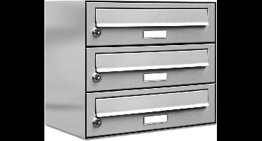 Brievenbus 3 adressen muurmontage RVS