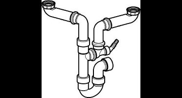 Geberit spoelbaksifon, voor 2 spoelbakken