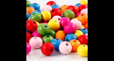 Houten kralen , d: 8 mm, kleuren assorti, 500 gr