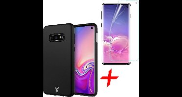 Hoesje geschikt voor Samsung S10e - Zwart Siliconen Case + Screenprotector