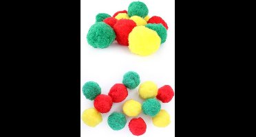 12 pompons rood-geel-groen in z.b.