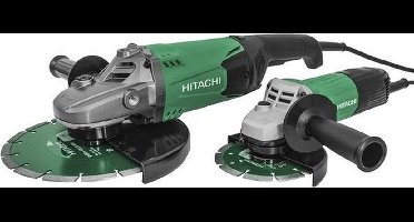 HiKOKI G23STBOX Slijptol set - 230 mm - 2.000 W I G13STA 125 mm - 600 W Haakse slijper set met 2 diamantschijven