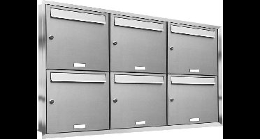 Brievenbus Groot 6 adressen met rand inbouw