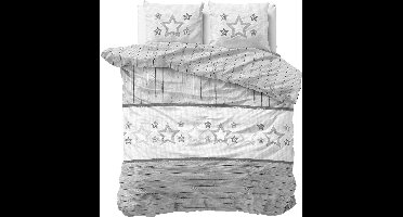 Sleeptime Flanel Stars and Stars - Dekbedovertrekset - Tweepersoons - 200 x 200/220 + 2 kussenslopen 60x70 - Grijs
