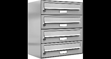 Brievenbus 4 adressen muurmontage RVS