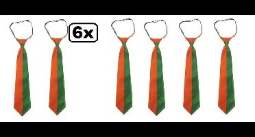 6x Stropdas oranje/groen