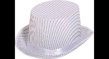 Hoge hoed wit met krijtstreep