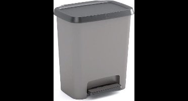 Curver Compatta Duo Prullenbak - 11L + 11L - Grijs  Zwart - Recycled Kunststof