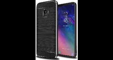 Hoesje geschikt voor Samsung Galaxy A6 (2018) - Geborsteld Siliconen TPU - Zwart Rugged Armor - Case van iCall