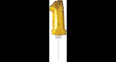Ballon folie 1 goud met stokje 40cm