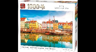 King Puzzel 1000 Stukjes (68 x 49 cm) - Nyhavn Kopenghagen Denemarken - Legpuzzel Steden - Volwassenen