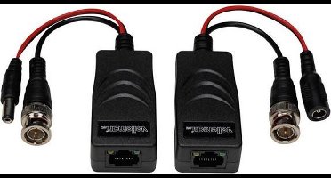Velleman TVI VIDEO-/ VOEDINGSBALUN MET 8P8C (RJ45) CONNECTOR EN BNC/VOEDINGSKABELS - PAAR
