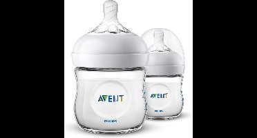 Philips Avent Natural babyfles – SCF030/27 babyfles (0m+) voor langzame toevoer – 2 stuks