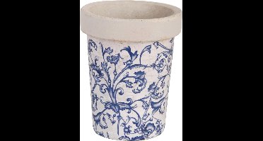 Long tom bloempot aged ceramic blauw