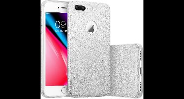 Hoesje geschikt voor iPhone 8 Plus / 7 Plus - Glitter Back Cover Bling Siliconen Case Hoes Zilver