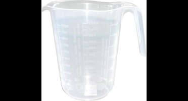 Maatbeker 1 liter transparant 16 x 13cm (set van 2)