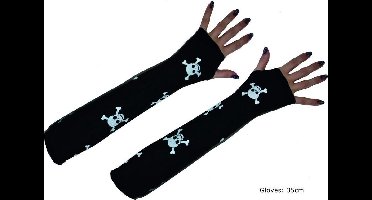 Lange vingeloze skelet handschoenen met schedels