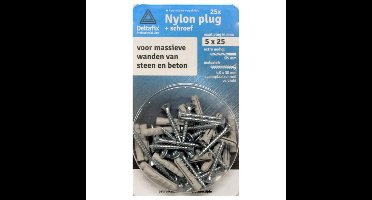 Deltafix nylon plug + schroef 5mm 25x (kruiskop)