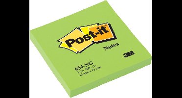 Memoblok Post-it 654 76x76mm neon groen 100 vel | 6 stuks