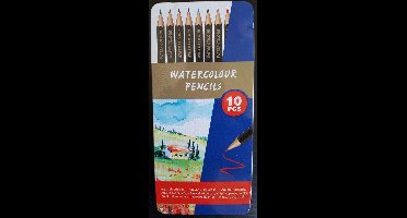 Aquarelpotloden - Aquacolor - Watercolour - potloden - voor kinderen en volwassenen - 10 stuks - met metalen opbergblik - Aquarelpotlood
