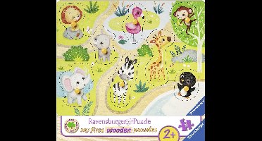 Ravensburger houten puzzel Onderweg in de dierentuin - 8 stukjes