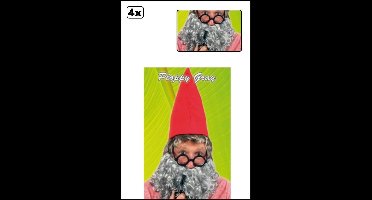 4x Baard krul grijs Ploppy