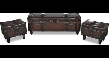 vidaXL - 3-delige - Opbergbankjeenset - bruin