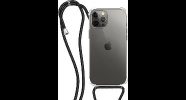 Hoesje - Geschikt voor Apple iPhone 13 Pro Max - Met Koord - Shock Proof - Siliconen Case - Back Cover - Telefoonkoord - Telefoon Hoes Shockproof - Telefoonketting - Transparant
