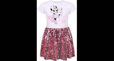 DISNEY Minnie Mouse KATOENEN jurk met pailletten voor meisjes, korte mouwen / 116