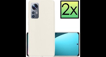 Hoesje - 2 Stuks - Geschikt voor Xiaomi 12 Pro - Sterk & Shockproof - Case Siliconen - Back Cover - Telefoon Hoes - Wit
