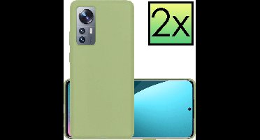 Hoesje - 2 Stuks - Geschikt voor Xiaomi 12 - Sterk & Shockproof - Case Siliconen - Back Cover - Telefoon Hoes - Groen