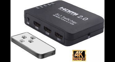 Brightside HDMI Switch - 5 in 1 uit - Ondersteunt 4K@60Hz 3D HD 1080p - Met afstandsbediening