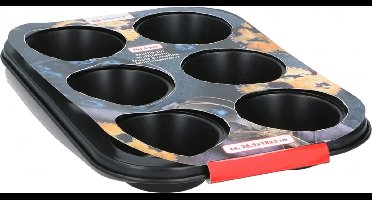 Muffinvorm 6 vaks - Cupcake Bakvorm - Muffinbakvorm - Bakvorm - Muffin 26,5x18cm - Zwart