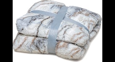 Wicotex - Plaid deken - Fleece Plaid Marble gemêleerd - Afmeting 200x240cm - Zacht en warme Fleece deken - Plaidfleece