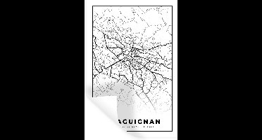 Muurstickers - Sticker Folie - Plattegrond - Draguignan - Kaart - Frankrijk - Stadskaart - Zwart wit - 20x30 cm - Plakfolie - Muurstickers Kinderkamer - Zelfklevend Behang - Zelfklevend behangpapier - Stickerfolie
