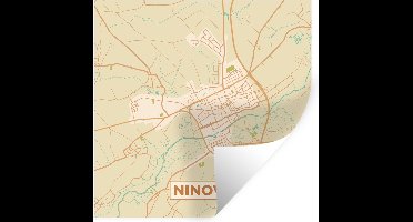 Muurstickers - Sticker Folie - Ninove - Kaart - België - Stadskaart - Plattegrond - 30x30 cm - Plakfolie - Muurstickers Kinderkamer - Zelfklevend Behang - Zelfklevend behangpapier - Stickerfolie