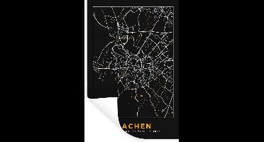 Muurstickers - Sticker Folie - Aachen - Goud - Stadskaart - Plattegrond - Kaart - Duitsland - 20x30 cm - Plakfolie - Muurstickers Kinderkamer - Zelfklevend Behang - Zelfklevend behangpapier - Stickerfolie