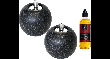 Tuimeltoorts/olielamp - zwart - 2x - met bio citronella lampenolie - citrusgeur
