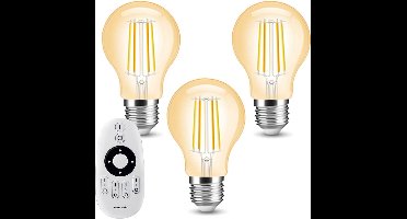 Milight Dual White 3 smart filament lampen met afstandsbediening - 7W - E27 fitting - A60 model amberkleurig - Smart lamp