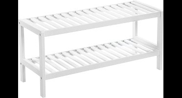 Hoppa! | Schoenenrek van Bamboe | 2 Niveaus | Wit | 70 x 26 x 33 cm (B x D x H)