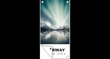 Tuinposter Noorwegen - Noorderlicht - Meer - 30x60 cm - Tuindoek