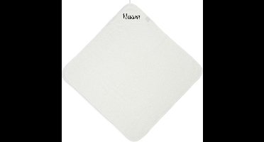 Jollein Badcape/omslagdoek Ivory White met naam geborduurd - kraamcadeau met naam