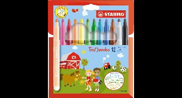 Viltstift STABILO Trio Jumbo XXL etui à 12 kleuren - 6 stuks